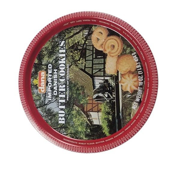 Vintage 1985 Round Dana Imported Butter Cookies Tin W/Lid Denmark Empty 7.5x3.5” - Picture 16 of 16